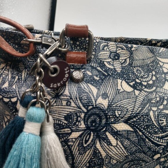 Sakroots City Satchel  Crossbody Blue/White - floral - Picture 3 of 10